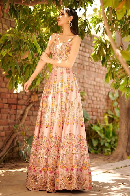 Shop Aman Takyar Pink Raw Silk Sweetheart Neck Embroidered Lehenga Blouse Set at Aza Fashions Shop_Aman Takyar_Pink Raw Silk Sweetheart Neck Embroidered Lehenga Blouse Set _at_Aza_Fashions