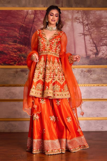 Aman Takyar Dupion Silk Anarkali & Sharara Set 