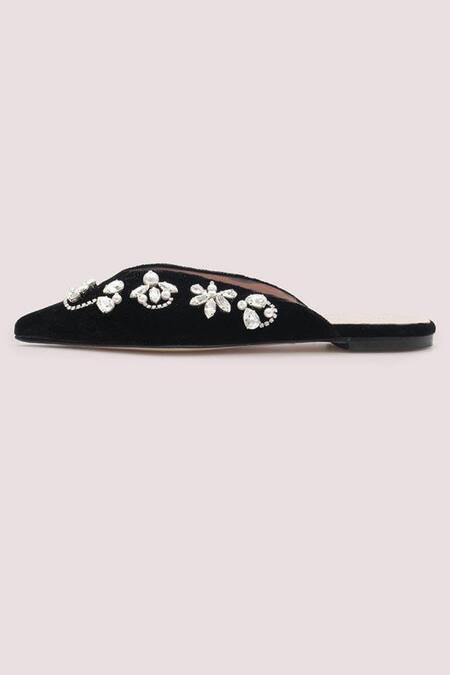Sephyr_Black Embellished Slip On Mules_Online_at_Aza_Fashions