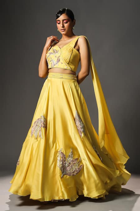 Isha Gupta Tayal Embroidered Lehenga With Draped Blouse 