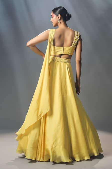 ISHA GUPTA TAYAL Embroidered Lehenga With Draped Blouse 