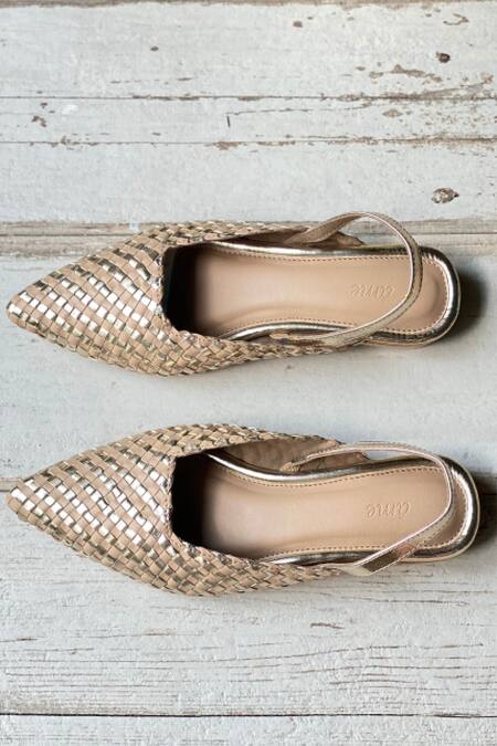 Ame_Beige Vegan Leather Pointed Toe Flats_Online_at_Aza_Fashions