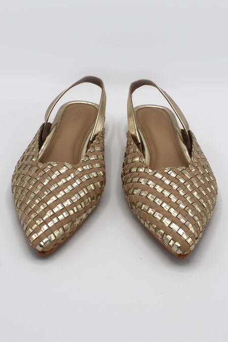 Buy_Ame_Beige Vegan Leather Pointed Toe Flats_Online_at_Aza_Fashions