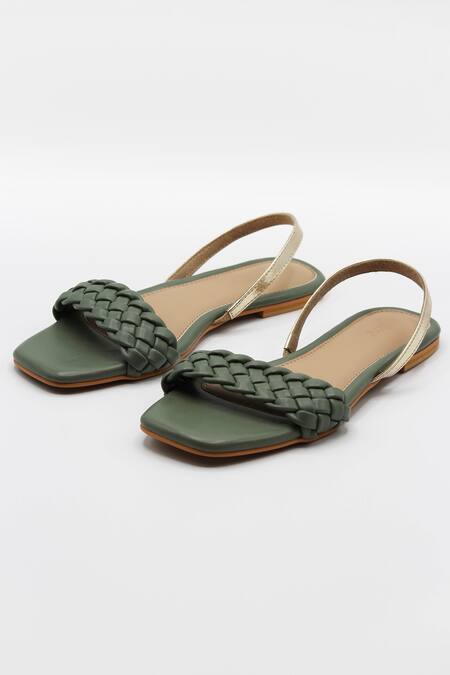 Ame Green Vegan Leather Braided Sandals Online at Aza Fashions Ame_Green Vegan Leather Braided Sandals_Online_at_Aza_Fashions