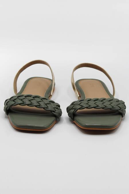 Buy Ame Green Vegan Leather Braided Sandals Online at Aza Fashions Buy_Ame_Green Vegan Leather Braided Sandals_Online_at_Aza_Fashions