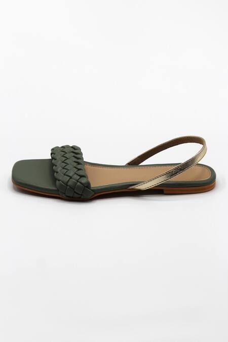 Shop Ame Green Vegan Leather Braided Sandals Online at Aza Fashions Shop_Ame_Green Vegan Leather Braided Sandals_Online_at_Aza_Fashions