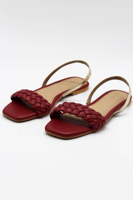 Ame_Red Vegan Leather Braided Sandals_Online_at_Aza_Fashions