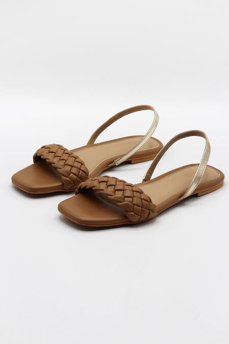 Ame_Brown Vegan Leather Braided Sandals_Online_at_Aza_Fashions