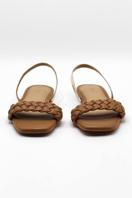 Buy_Ame_Brown Vegan Leather Braided Sandals_Online_at_Aza_Fashions