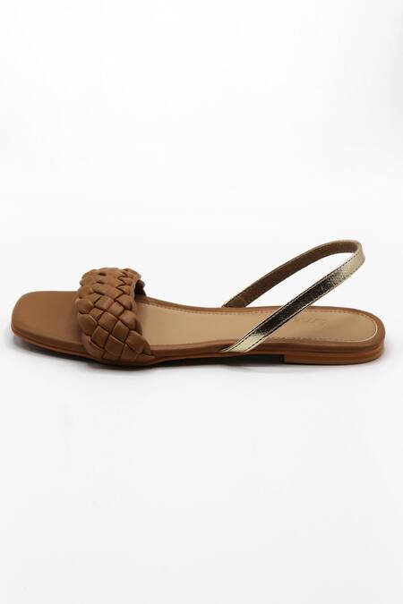 Shop_Ame_Brown Vegan Leather Braided Sandals_Online_at_Aza_Fashions