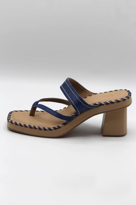 Ame_Beige Vegan Leather Block Heels_Online_at_Aza_Fashions