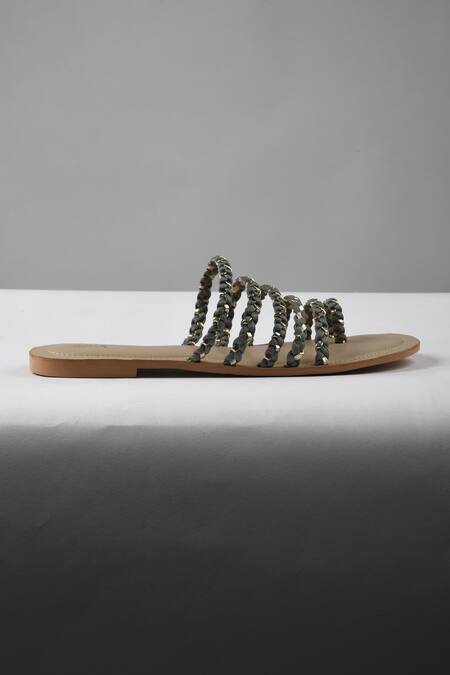 Ame_Grey Vegan Leather Flats_Online_at_Aza_Fashions