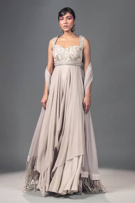 Isha Gupta Tayal Layered Pleated Anarkali & Dupatta 