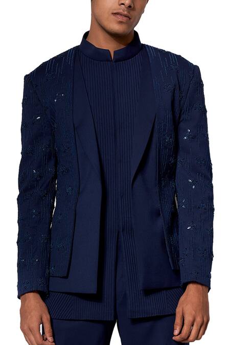 Amaare Blue Wool Blend Embroidered Bandhgala Set Online at Aza Fashions Amaare_Blue Wool Blend Embroidered Bandhgala Set _Online_at_Aza_Fashions