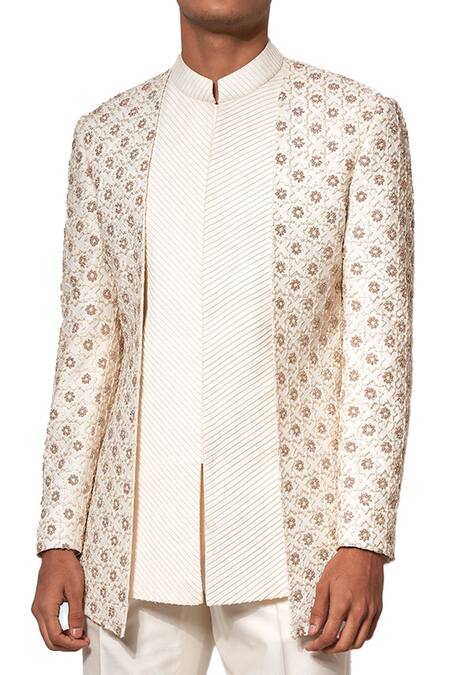 Amaare White Rayon Embroidered Bandhgala Set Online at Aza Fashions Amaare_White Rayon Embroidered Bandhgala Set _Online_at_Aza_Fashions