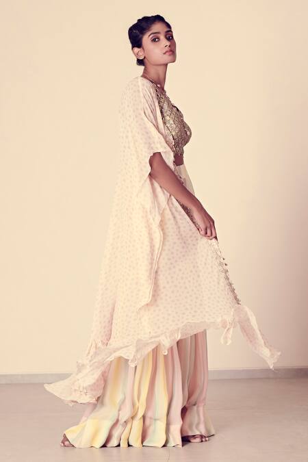 Shop_Arpita Mehta_Multi Color Georgette Printed Jacket And Sharara Set_Online_at_Aza_Fashions