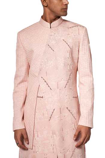 Amaare_Pink Rayon Embroidered Sherwani Set _Online_at_Aza_Fashions