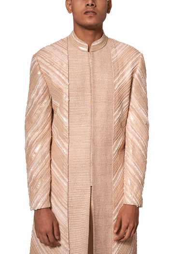 Amaare_Pink Rayon Embroidered Sherwani Set _Online_at_Aza_Fashions