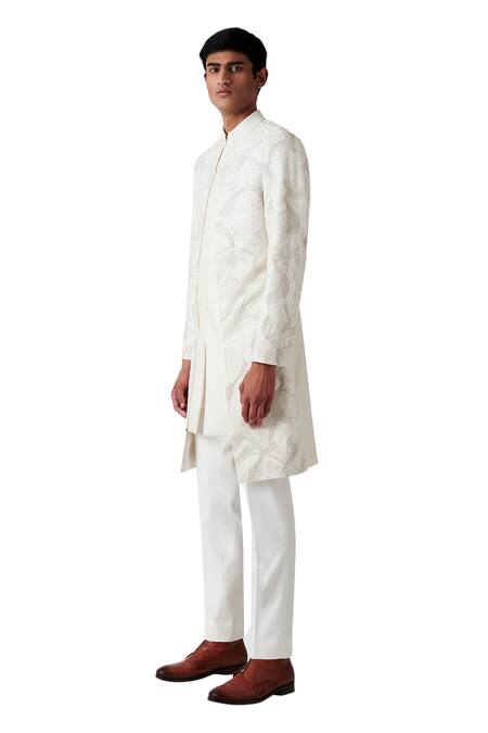 Amaare White Wool Blend Embroidered Sherwani Set Online at Aza Fashions Amaare_White Wool Blend Embroidered Sherwani Set _Online_at_Aza_Fashions
