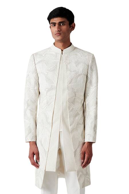 Buy Amaare White Wool Blend Embroidered Sherwani Set Online at Aza Fashions Buy_Amaare_White Wool Blend Embroidered Sherwani Set _Online_at_Aza_Fashions