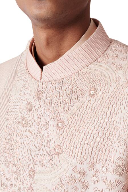 Shop Amaare Peach Wool Blend Embroidered Sherwani Set Online at Aza Fashions Shop_Amaare_Peach Wool Blend Embroidered Sherwani Set _Online_at_Aza_Fashions