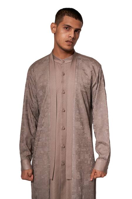 Amaare Grey Cotton Satin Layered Kurta Set Online at Aza Fashions Amaare_Grey Cotton Satin Layered Kurta Set _Online_at_Aza_Fashions