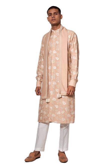 Shop Amaare Beige Cotton Silk Embroidered Kurta Set at Aza Fashions Shop_Amaare_Beige Cotton Silk Embroidered Kurta Set _at_Aza_Fashions