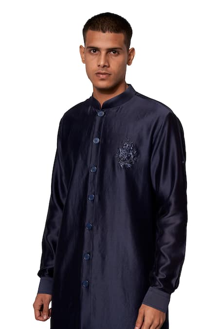 Amaare_Blue Chanderi Kurta Set _Online_at_Aza_Fashions