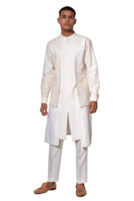 Shop Amaare White Cotton Silk Embroidered Layered Kurta Set at Aza Fashions Shop_Amaare_White Cotton Silk Embroidered Layered Kurta Set _at_Aza_Fashions