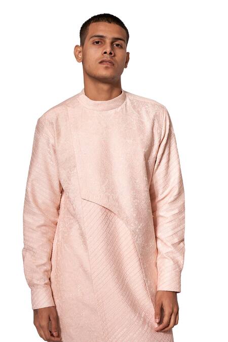 Amaare Peach Cotton Silk Embroidered Layered Kurta Set Online at Aza Fashions Amaare_Peach Cotton Silk Embroidered Layered Kurta Set _Online_at_Aza_Fashions