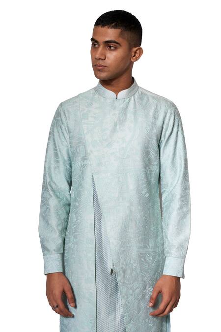 Amaare Blue Cotton Silk Embroidered Layered Kurta Set Online at Aza Fashions Amaare_Blue Cotton Silk Embroidered Layered Kurta Set _Online_at_Aza_Fashions