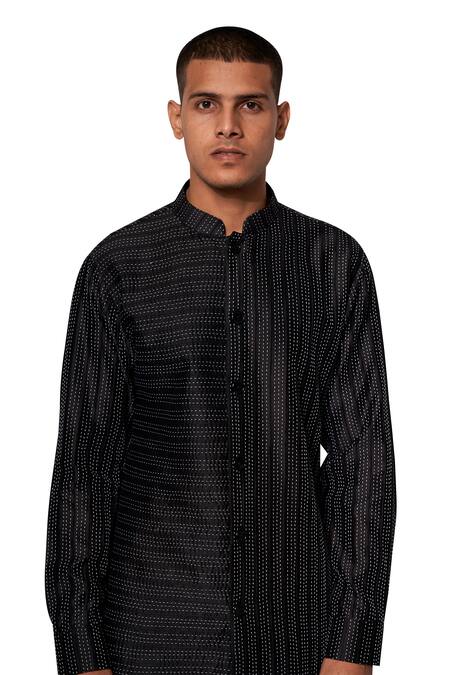 Amaare Black Cotton Silk Embroidered Kurta Set Online at Aza Fashions Amaare_Black Cotton Silk Embroidered Kurta Set _Online_at_Aza_Fashions