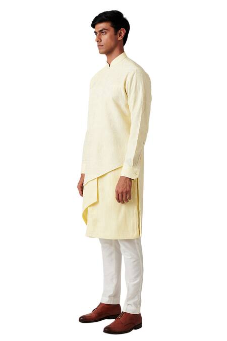 Amaare Yellow Wool Blend Embroidered Kurta And Pant Set Online at Aza Fashions Amaare_Yellow Wool Blend Embroidered Kurta And Pant Set _Online_at_Aza_Fashions