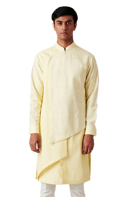 Buy Amaare Yellow Wool Blend Embroidered Kurta And Pant Set Online at Aza Fashions Buy_Amaare_Yellow Wool Blend Embroidered Kurta And Pant Set _Online_at_Aza_Fashions