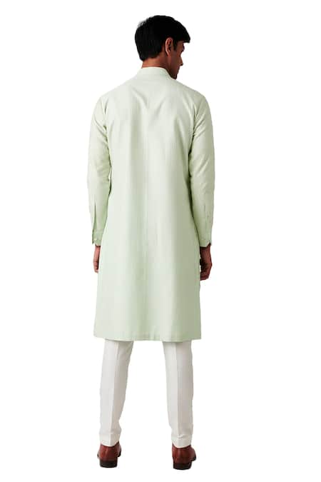 Shop Amaare Green Wool Blend Embroidered Kurta And Pant Set at Aza Fashions Shop_Amaare_Green Wool Blend Embroidered Kurta And Pant Set _at_Aza_Fashions