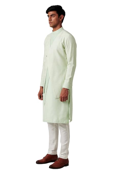 Amaare Green Wool Blend Embroidered Kurta And Pant Set Online at Aza Fashions Amaare_Green Wool Blend Embroidered Kurta And Pant Set _Online_at_Aza_Fashions