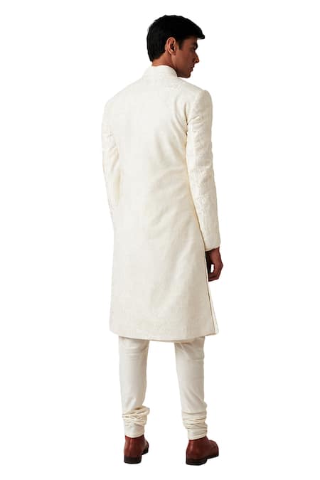 Shop Amaare White Raw Silk Embroidered Sherwani Set at Aza Fashions Shop_Amaare_White Raw Silk Embroidered Sherwani Set _at_Aza_Fashions