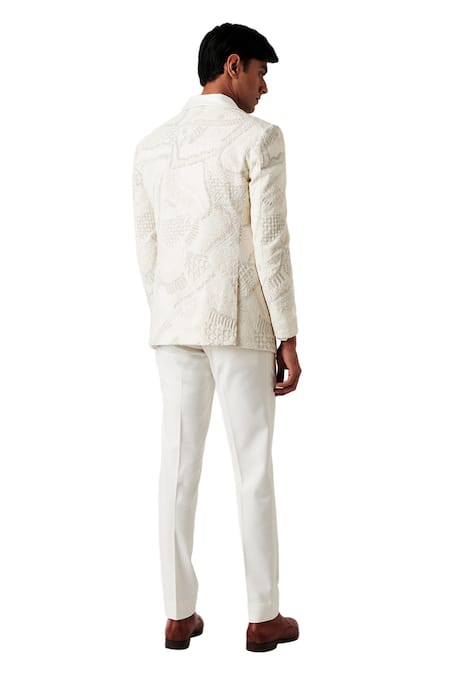 Shop Amaare White Wool Blend Embroidered Tuxedo And Pant Set at Aza Fashions Shop_Amaare_White Wool Blend Embroidered Tuxedo And Pant Set _at_Aza_Fashions