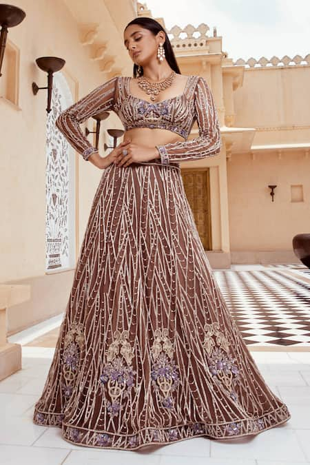 Amit GT Embroidered Blouse & Lehenga Set 