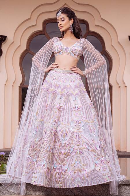 Amit GT Pink Tulle Aurora Fantasy Theme Work V Akira Embroidered Lehenga And Blouse Set Online at Aza Fashions Amit GT_Pink Tulle Aurora Fantasy Theme Work V Akira Embroidered Lehenga And Blouse Set _Online_at_Aza_Fashions
