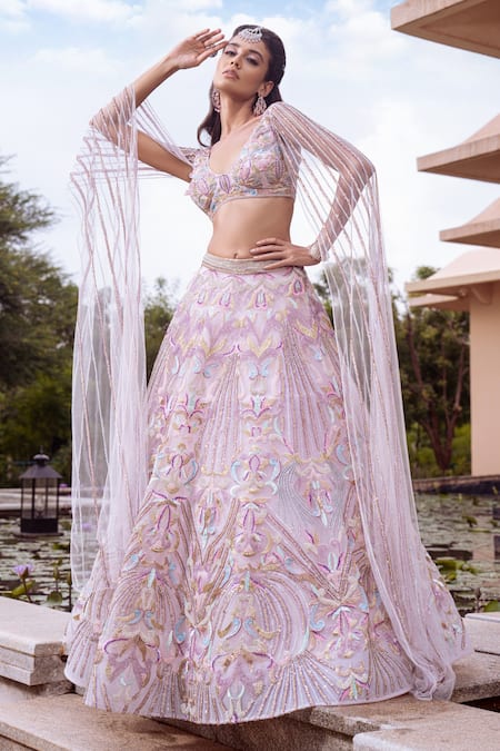 Buy Amit GT Pink Tulle Aurora Fantasy Theme Work V Akira Embroidered Lehenga And Blouse Set Online at Aza Fashions Buy_Amit GT_Pink Tulle Aurora Fantasy Theme Work V Akira Embroidered Lehenga And Blouse Set _Online_at_Aza_Fashions