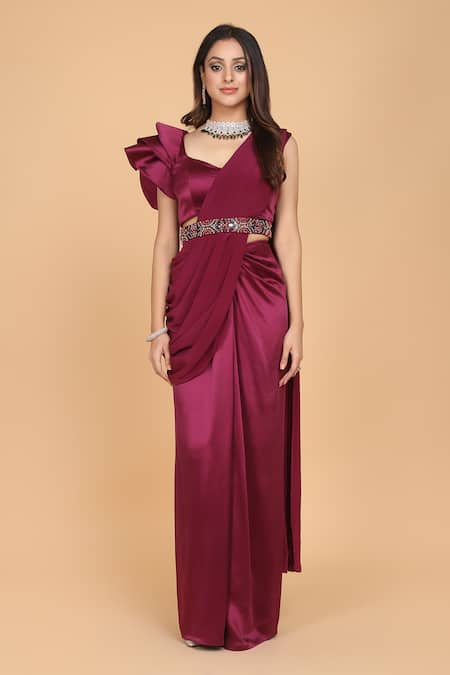 Amit GT Pre-Draped Saree with Ruffle Blouse 