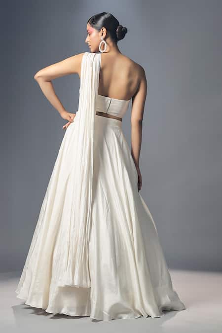 ISHA GUPTA TAYAL Silk Lehenga & Draped Blouse Set 