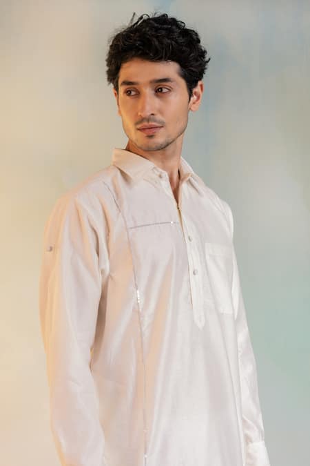 Charkhee Chanderi Pathani Kurta & Salwar Set 