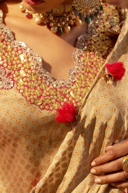 Buy Bhumika Sharma Gold Satin Crepe V Neck Printed Kurta Lehenga Set Online at Aza Fashions Buy_Bhumika Sharma_Gold Satin Crepe V Neck Printed Kurta Lehenga Set_Online_at_Aza_Fashions