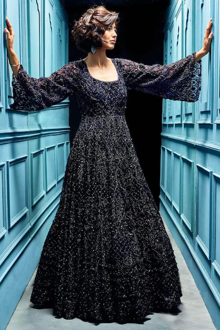 Lace Long Sleeve V Neck Embellished Dress – Mac Duggal