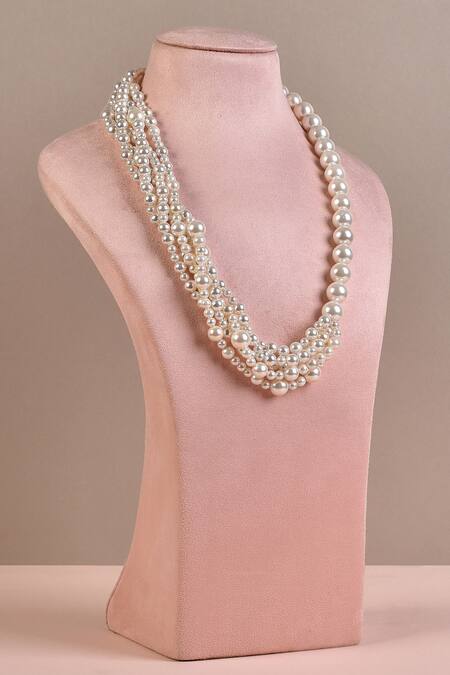 Anaash White Pearl Manufactured And Necklace