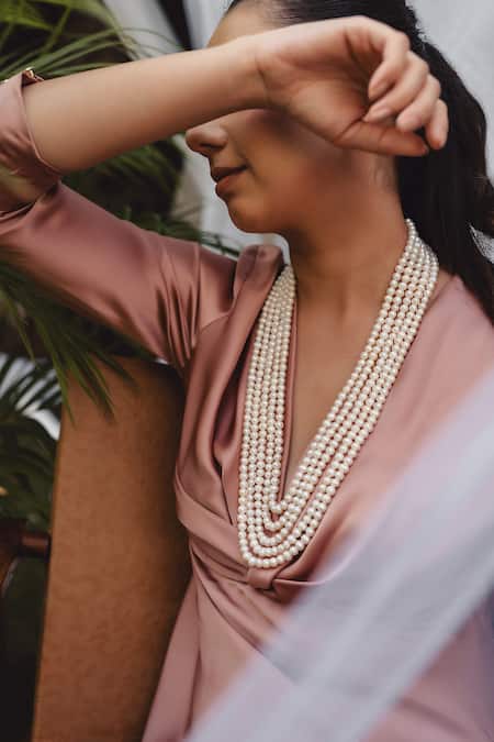Shop Anaash White Pearl Layered Necklace at Aza Fashions Shop_Anaash_White Pearl Layered Necklace _at_Aza_Fashions