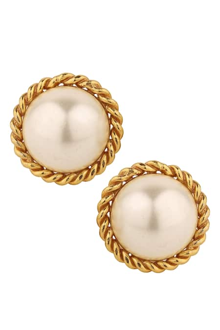 Buy Online White Metal Hoop Earrings