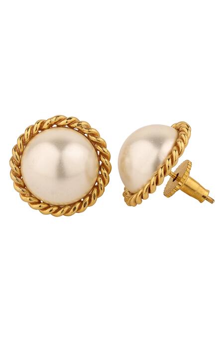 Buy Anaash White Metallic Thread, Pearls Stud Earrings Online at Aza Fashions Buy_Anaash_White Metallic Thread, Pearls Stud Earrings _Online_at_Aza_Fashions